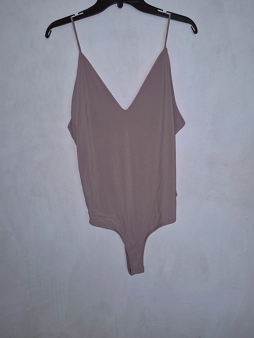 Fashion Nova Taupe V-Neck Spaghetti Strap Bodysuit